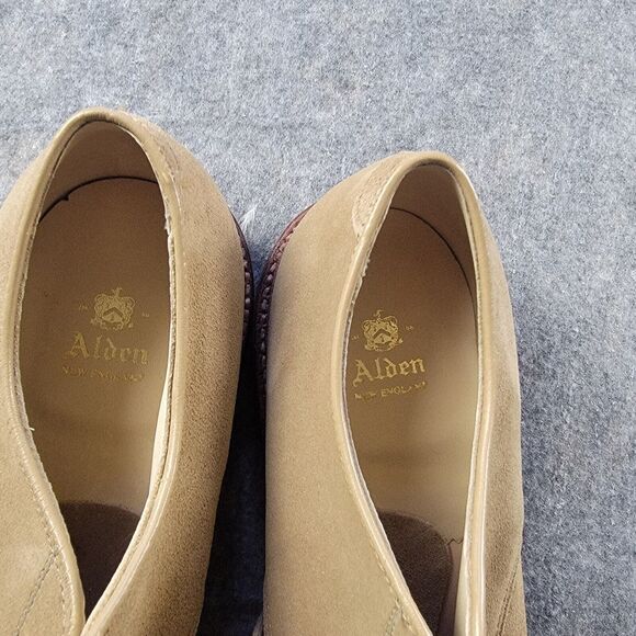 Alden 293327 Unlined Plain Toe Blucher Suede Shoes size 11.5 B Tan - Picture 11 of 14